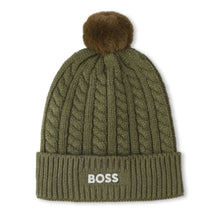 Load image into Gallery viewer, PRE ORDER - Babies Khaki Cable Knit Pom Pom Hat