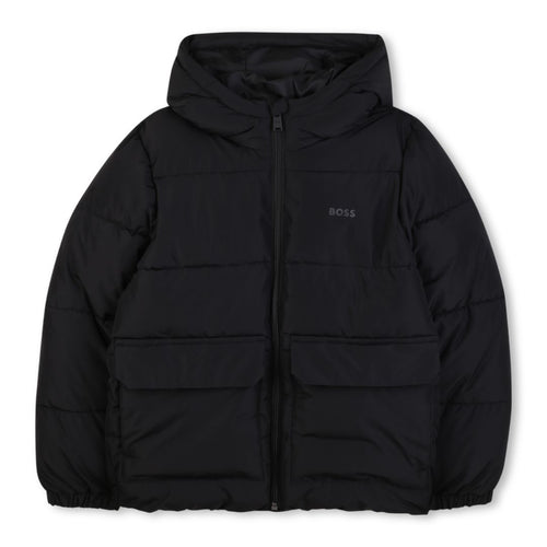 Black Hooded Puffer Coat