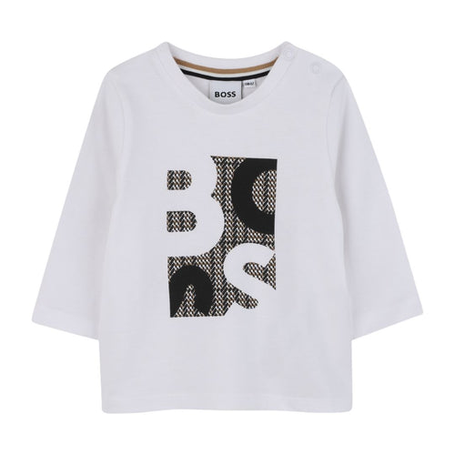 Babies White Patterned LS T-Shirt
