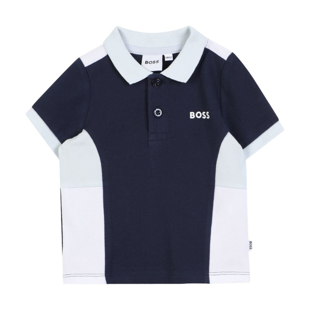 Babies Navy Colour Block Polo Shirt