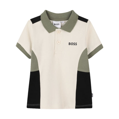 Babies Beige Colour Block Polo Shirt
