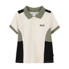 Babies Beige Colour Block Polo Shirt
