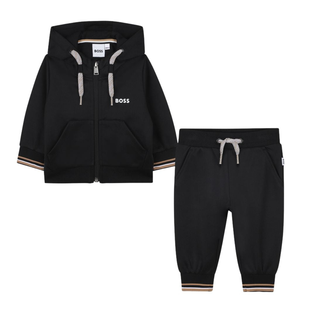Babies Black Textured Tracksuit