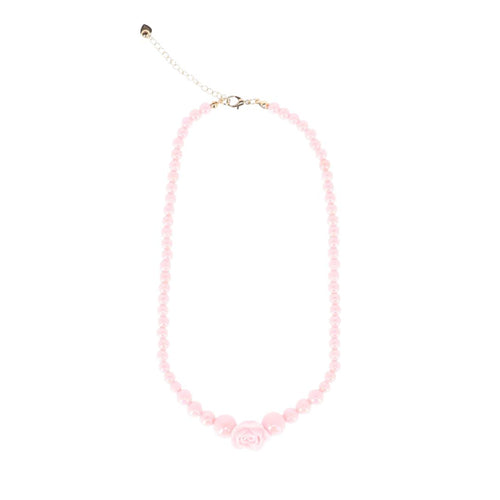 Pink Rose & Bead Necklace