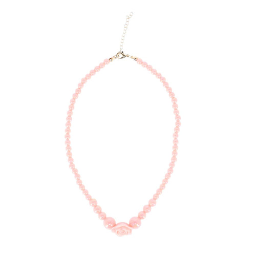 Peach Rose & Bead Necklace