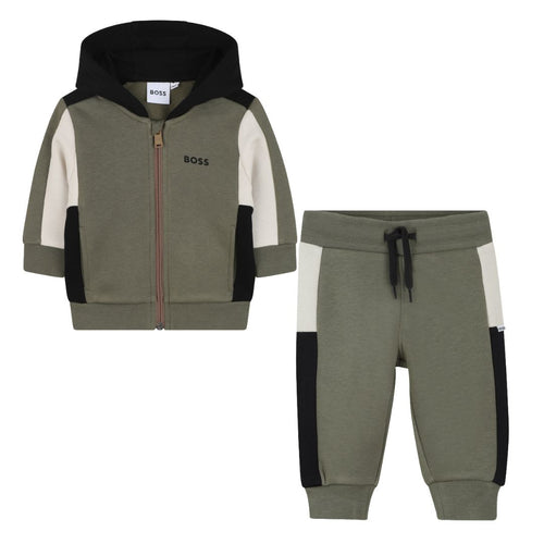 Babies Khaki Colour Block Tracksuit