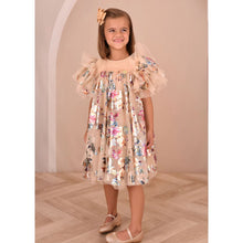 Load image into Gallery viewer, Gold Foil Floral Print Dress