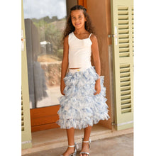 Load image into Gallery viewer, Blue &amp; White Floral Tulle Skirt Set