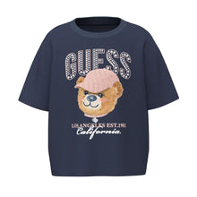 Load image into Gallery viewer, Navy Teddy &amp; Diamanté Logo T-Shirt