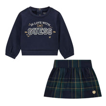 Load image into Gallery viewer, Navy &amp; Green Plaid Skirt Set