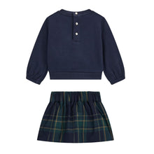 Load image into Gallery viewer, Navy &amp; Green Plaid Skirt Set
