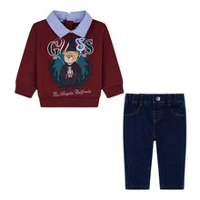 Load image into Gallery viewer, Burgundy Sweat Top &amp; Jeans Set