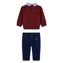 Load image into Gallery viewer, Burgundy Sweat Top &amp; Jeans Set
