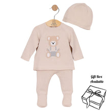 Load image into Gallery viewer, Beige Knitted Teddy 2 Piece &amp; Hat