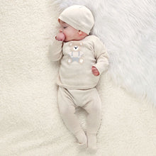 Load image into Gallery viewer, Beige Knitted Teddy 2 Piece &amp; Hat