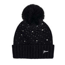 Load image into Gallery viewer, Black Diamante Pom Pom Hat