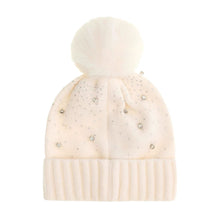 Load image into Gallery viewer, Ivory Diamante Pom Pom Hat
