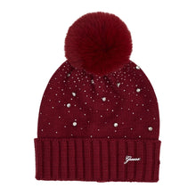 Load image into Gallery viewer, Dark Red Diamante Pom Pom Hat