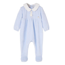 Load image into Gallery viewer, Blue Velour Bunny Babygrow