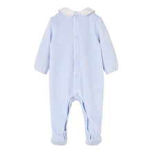 Load image into Gallery viewer, Blue Velour Bunny Babygrow