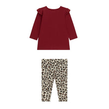 Load image into Gallery viewer, Maroon &amp; Leopard Print Legging Set