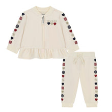 Load image into Gallery viewer, Ivory Velour Zip Up Tracksuit
