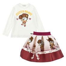 Load image into Gallery viewer, PRE ORDER - Burgundy Daisy Duck Skirt Set