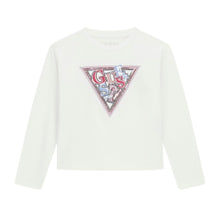 Load image into Gallery viewer, White Sequin Logo LS T-Shirt