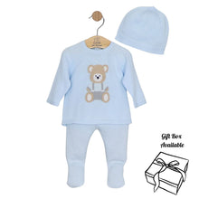 Load image into Gallery viewer, Blue Knitted Teddy 2 Piece &amp; Hat