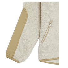 Load image into Gallery viewer, Cream Woven Trim Sherpa Fleece