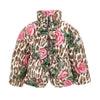 Pink Roses & Leopard Print Puffer Coat