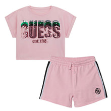 Load image into Gallery viewer, Pale Pink Sequin Logo T-Shirt &amp; Shorts