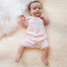 Load image into Gallery viewer, Pink Knitted Lace Romper