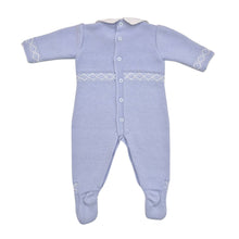 Load image into Gallery viewer, Blue Knitted Babygrow