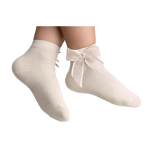 Load image into Gallery viewer, Ivory Organza Bow Ankle Socks