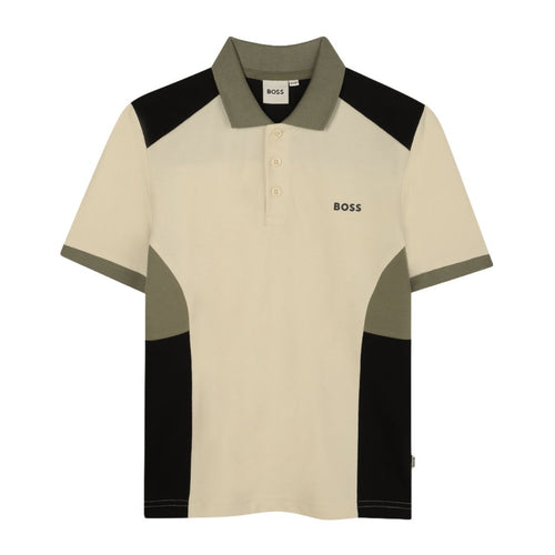 Beige Colour Block Polo Shirt