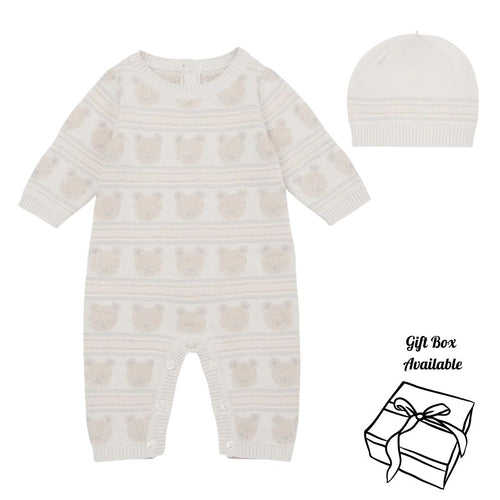 Stone Knitted Teddy All In One & Hat