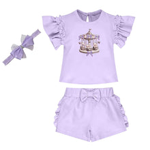 Load image into Gallery viewer, Lilac Teddy Carousel Shorts Set &amp; Headband