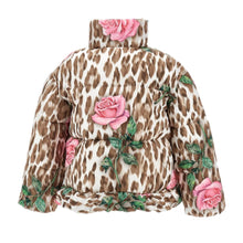 Load image into Gallery viewer, Pink Roses &amp; Leopard Print Puffer Coat