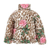 Pink Roses & Leopard Print Puffer Coat