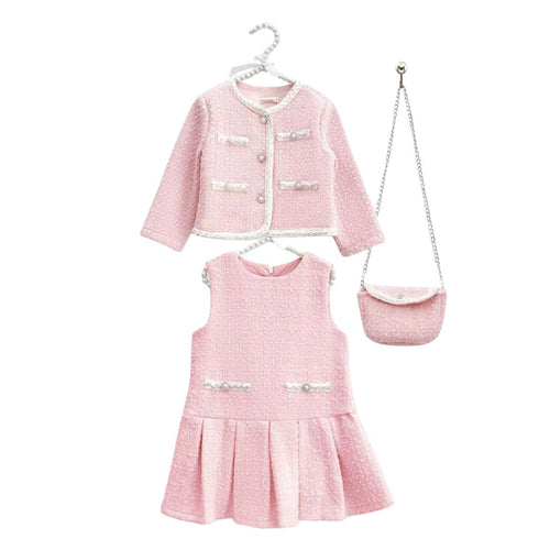 Pink & Silver Tweed Dress Set