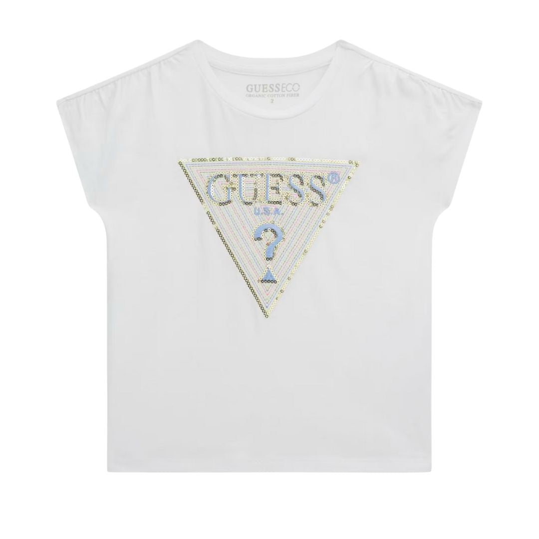 White Sequin Logo T-Shirt