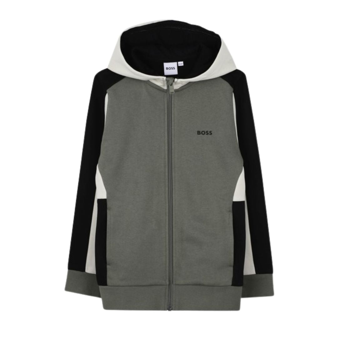 Khaki Colour Block Hoodie
