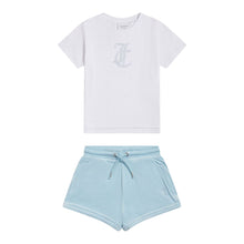 Load image into Gallery viewer, Pale Blue &amp; White Velour Shorts Set