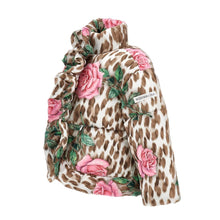 Load image into Gallery viewer, Pink Roses &amp; Leopard Print Puffer Coat