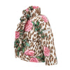 Pink Roses & Leopard Print Puffer Coat