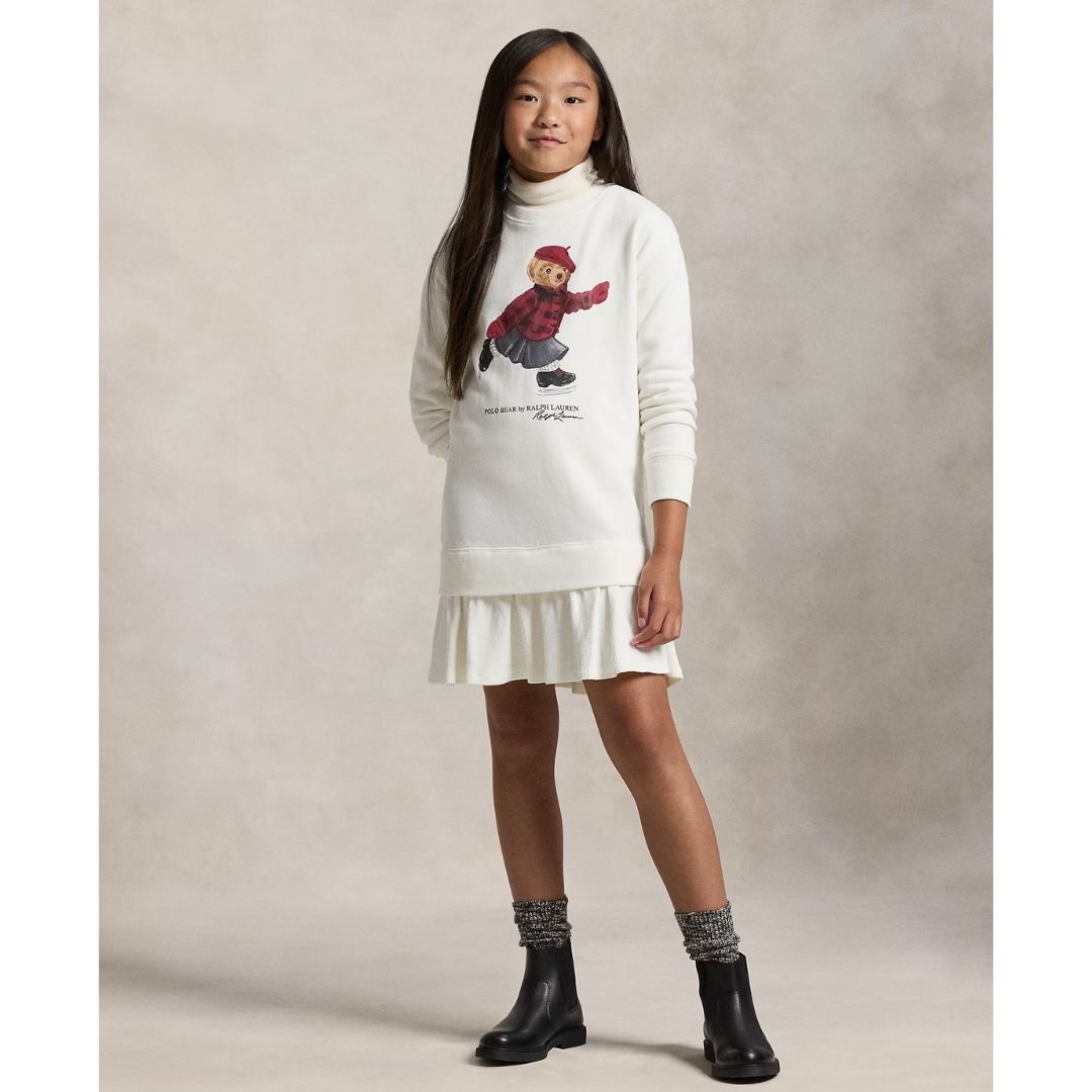 RALPH LAUREN - Ivory Polo Bear Dress Village Kids RALPH LAUREN - Ivory Polo Bear Dress Village Kids