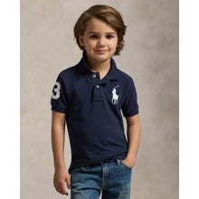 Load image into Gallery viewer, Navy &amp; White Large Pony Polo Shirt