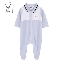 Load image into Gallery viewer, PRE ORDER - Pale Blue Velour Babygrow