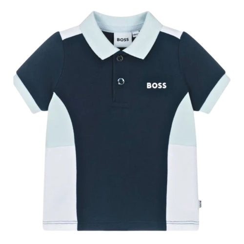 Navy Colour Block Polo Shirt